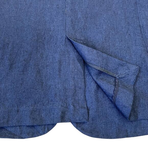 Tommy Hilfiger Sz L Linen Blend Navy Single Breasted Lightweight Blazer Relaxed - Picture 14 of 16